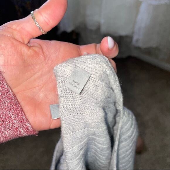 Vince sweater cashmere & wool blend gray ribbed tie bow back long sleeve SZ sm - Picture 4 of 12